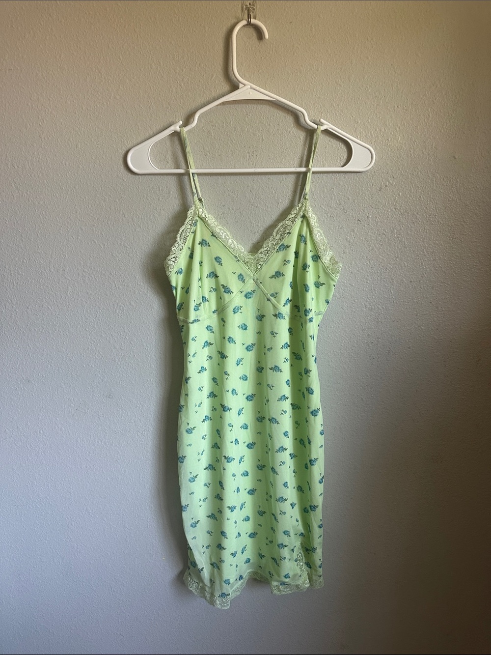 wild fable Neon Lime Floral Lace-Trim slip mini dress